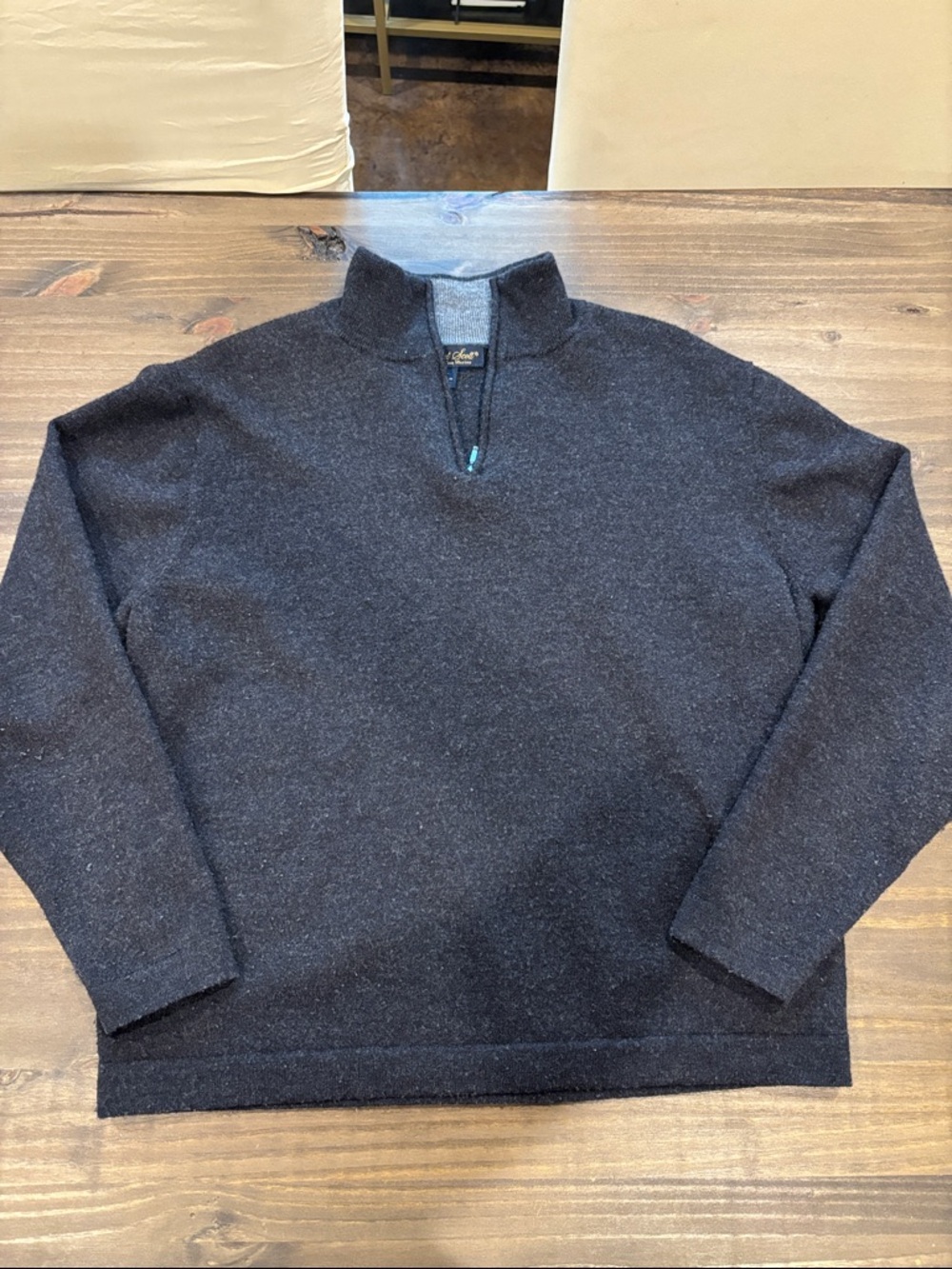 Merino Wool Dark Gray Quarter-Zip Sweater